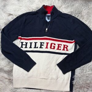 Tommy Hilfiger Navy and Cream Sweater Kids